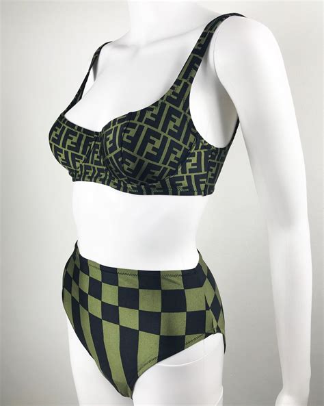 fendi bikini vintage|fendi high waisted swimsuit.